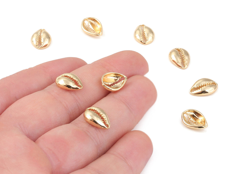 Brass Open Cowrie Charms - Brass Cut Open Seashell Pendant - 18K Real Gold Plated Brass - Jewelry Supplies - 12.81x9.06x1.08mm - RGP1227 - DOMEDBAZAAR