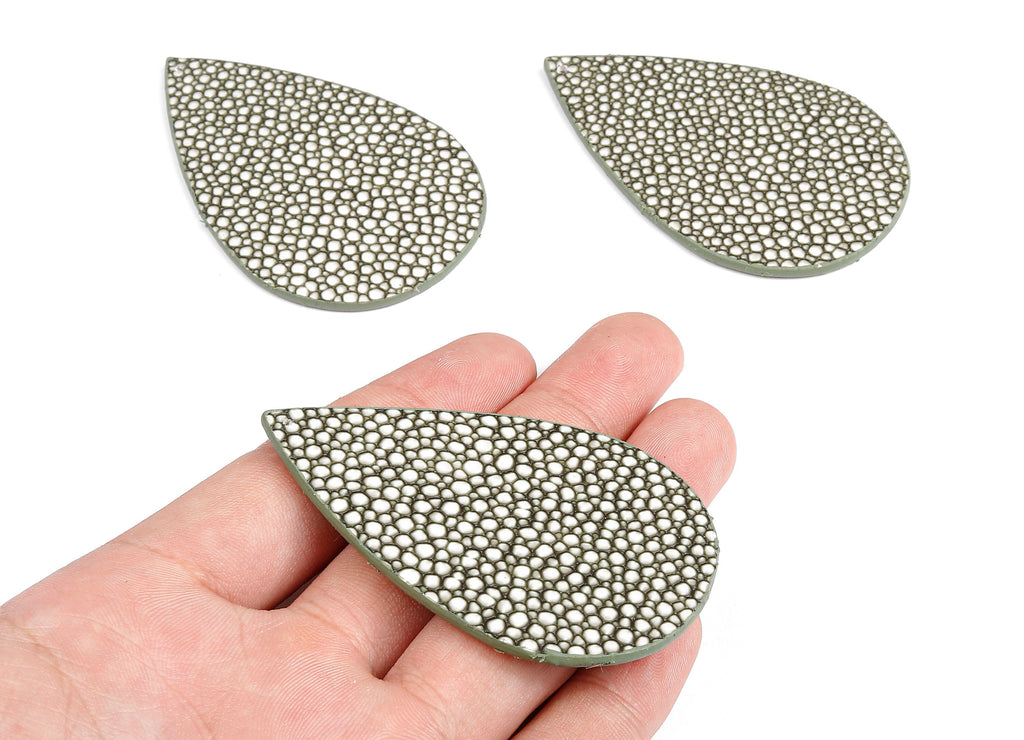 Faux Leather Drop Charms - Faux Leather Drop Earring and Pendant - Faux Leather Necklace Pendant - 70.8x45.25x2.41mm - FL1001A - DOMEDBAZAAR