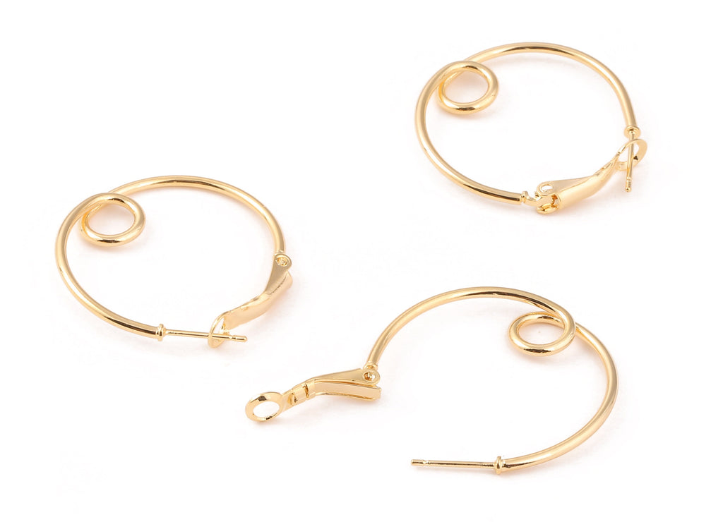 Brass Round Earring Clasp - Brass Round Ear Wire - 18K Real Gold Plated Brass - Jewelry Supplies - 31.92x28.83x1.54mm - RGP1187 - DOMEDBAZAAR