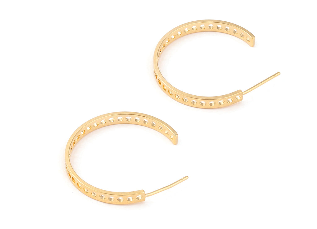 Brass C Ear Wire - Brass C Earring Post and Earring Stud - 18K Real Gold Plated Brass Stud - Jewelry Supplies - 25.21x3.05x1.01mm - RGP1058 - DOMEDBAZAAR
