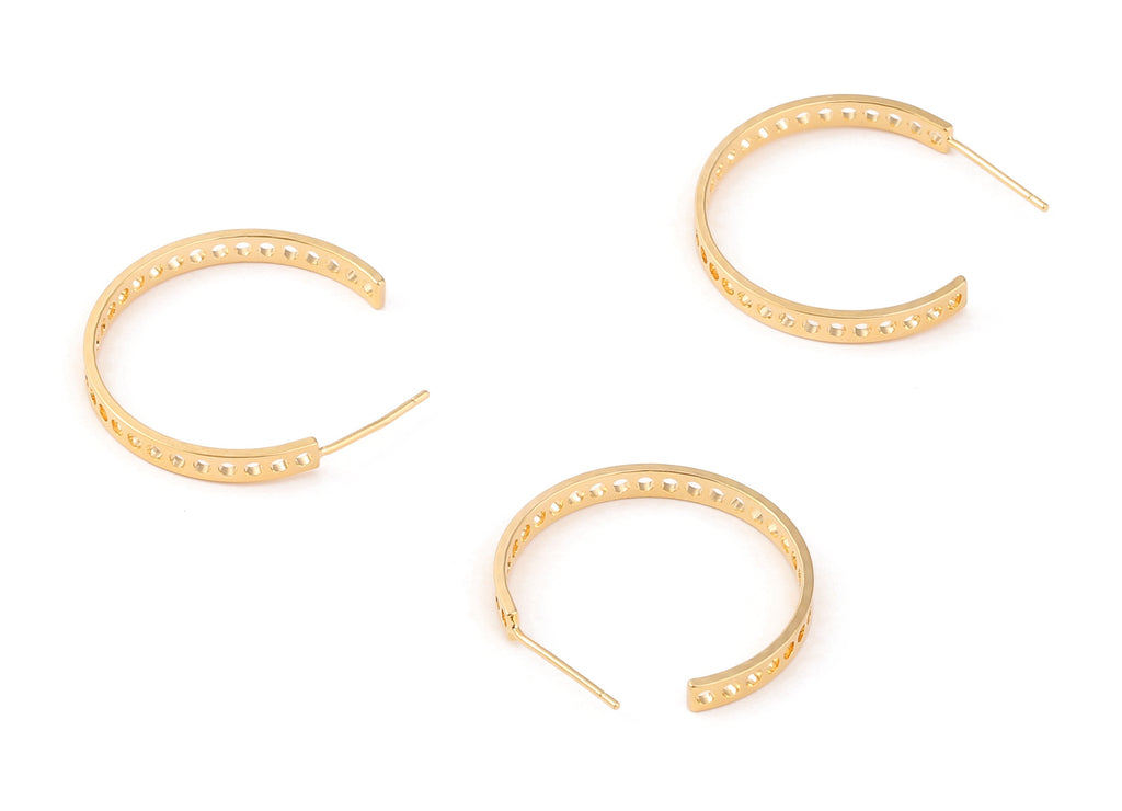 Brass C Ear Wire - Brass C Earring Post and Earring Stud - 18K Real Gold Plated Brass Stud - Jewelry Supplies - 25.21x3.05x1.01mm - RGP1058 - DOMEDBAZAAR