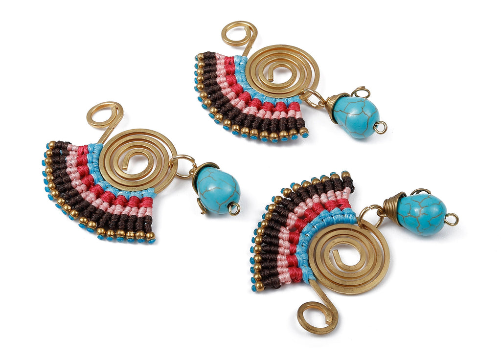 Fan Tassel Earring Charms with Bead - Tassel earring pendant - Fan Ring Earrings - Earring Accessories - 54.1x31.73x10.15mm - TS1105 - DOMEDBAZAAR