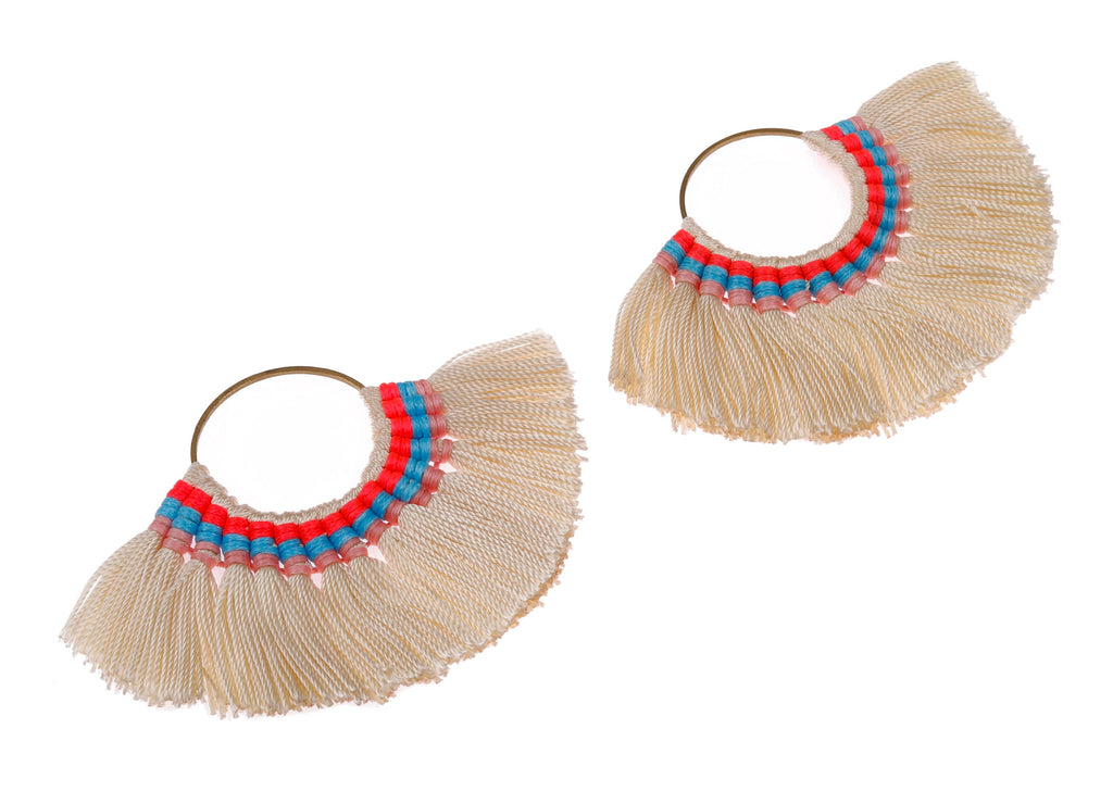 Fan Tassel Earring Charms with Ring - Tassel earring pendant - Fan Ring Earrings - Earring Accessories - 84.57x60.13x5.51mm - TS1100 - DOMEDBAZAAR