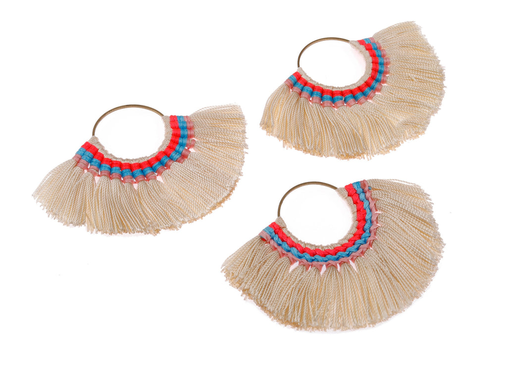 Fan Tassel Earring Charms with Ring - Tassel earring pendant - Fan Ring Earrings - Earring Accessories - 84.57x60.13x5.51mm - TS1100 - DOMEDBAZAAR
