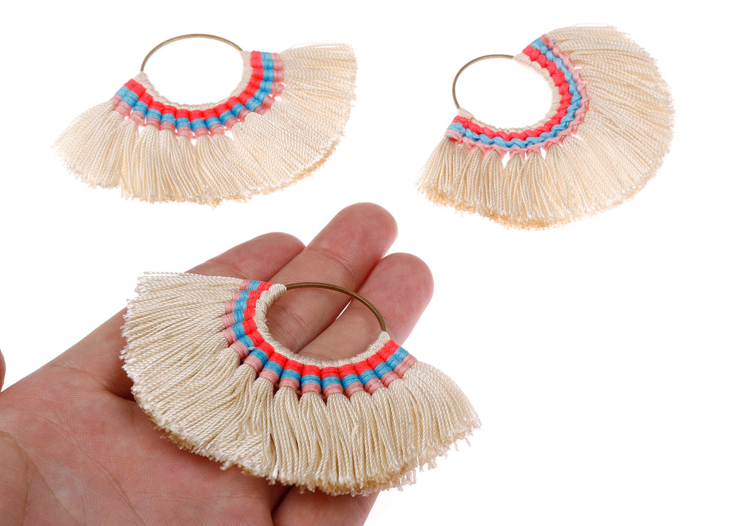 Fan Tassel Earring Charms with Ring - Tassel earring pendant - Fan Ring Earrings - Earring Accessories - 84.57x60.13x5.51mm - TS1100 - DOMEDBAZAAR