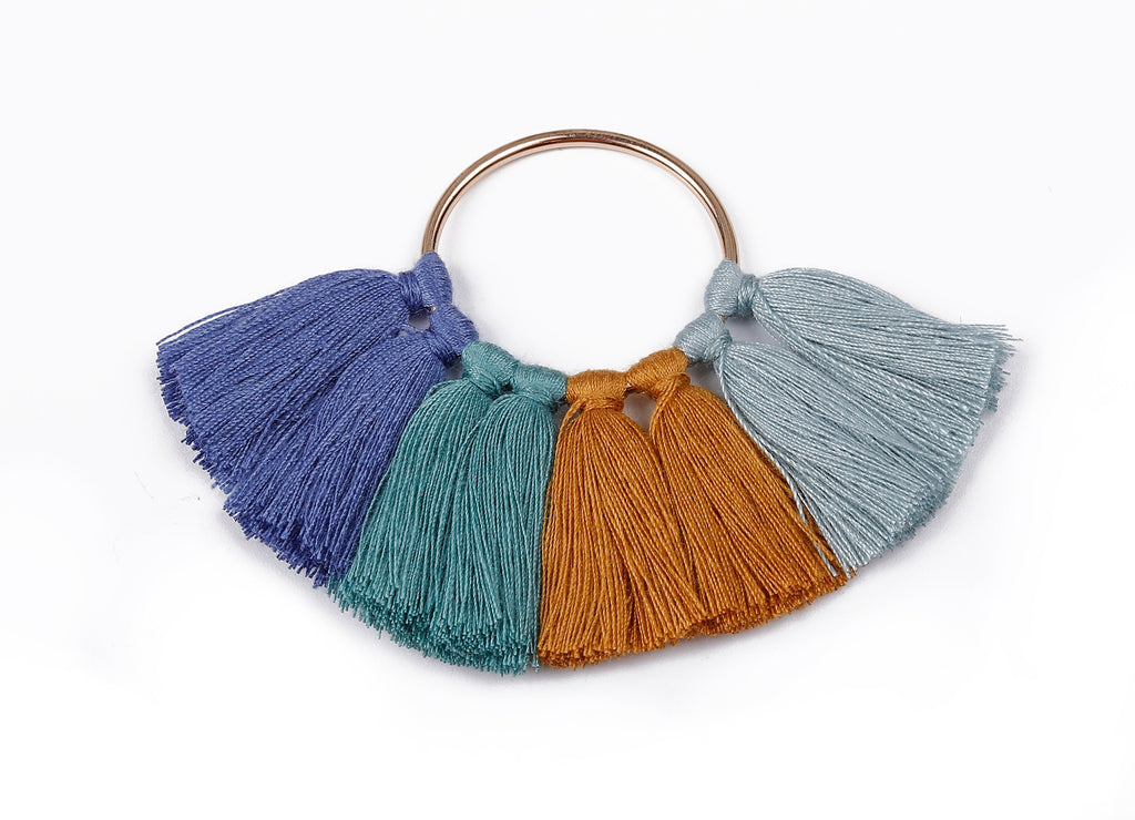 Fan Tassel Earring Charms With Ring - Tassel Pendant - Fan Ring Earrings - Tassel Findings - Boho Charms - 90.22x64.74mm - TS1090 - DOMEDBAZAAR