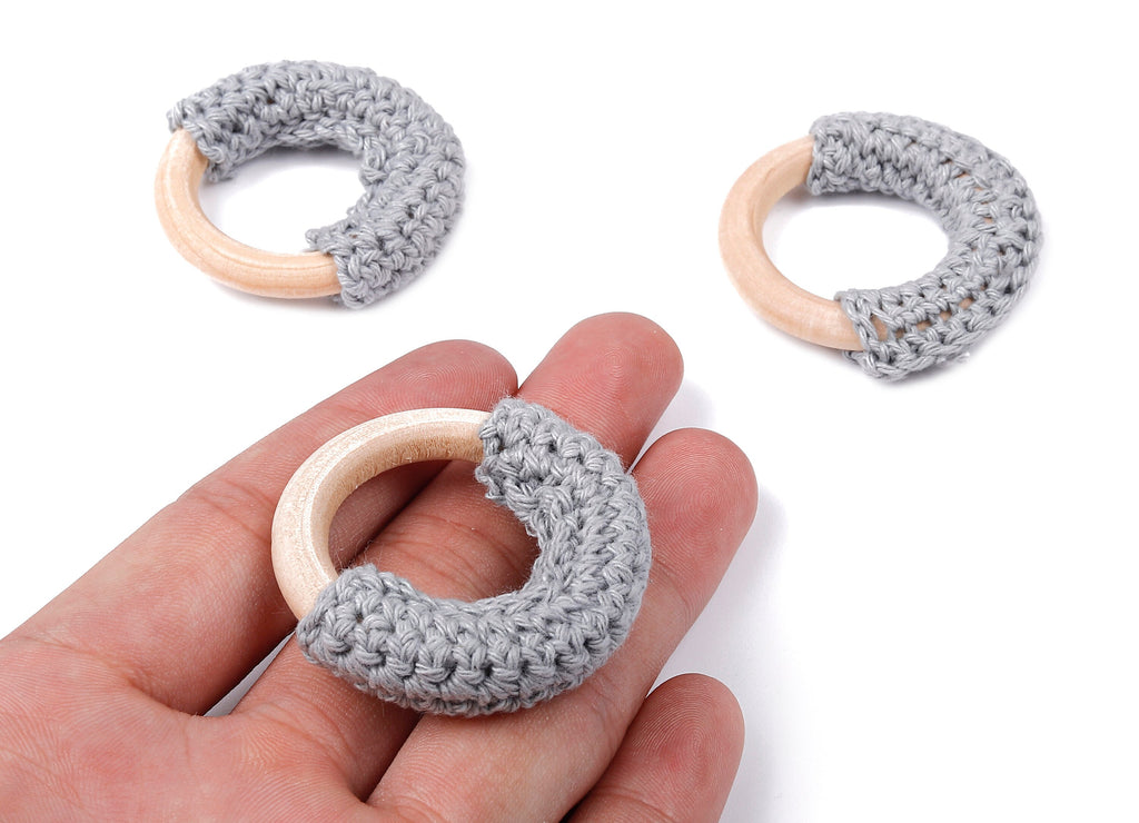 Crochet Circle Earrings - Crochet Earring with Ring Wooden - Knit weaving Earrings - Handmade Circle Earrings - 41.65x41.65x11.02mm - TS1065 - DOMEDBAZAAR