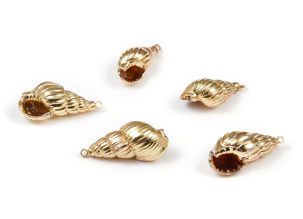 Whelk Seashell Charms - Whelk Shell Pendant - Natural Seashell Earrings - 1 Hole - 23.75x10.13x10.1mm - SF1064 - DOMEDBAZAAR