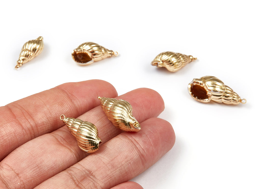 Whelk Seashell Charms - Whelk Shell Pendant - Natural Seashell Earrings - 1 Hole - 23.75x10.13x10.1mm - SF1064 - DOMEDBAZAAR