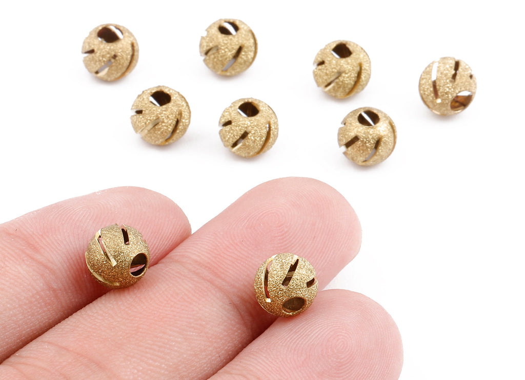 Brass Spacer Ball Beads - Raw Brass Spacer Ball Beads - Necklace Beads - Earring Findings - Jewelry Supplies - 7.98x6.99mm - PP2342 - DOMEDBAZAAR