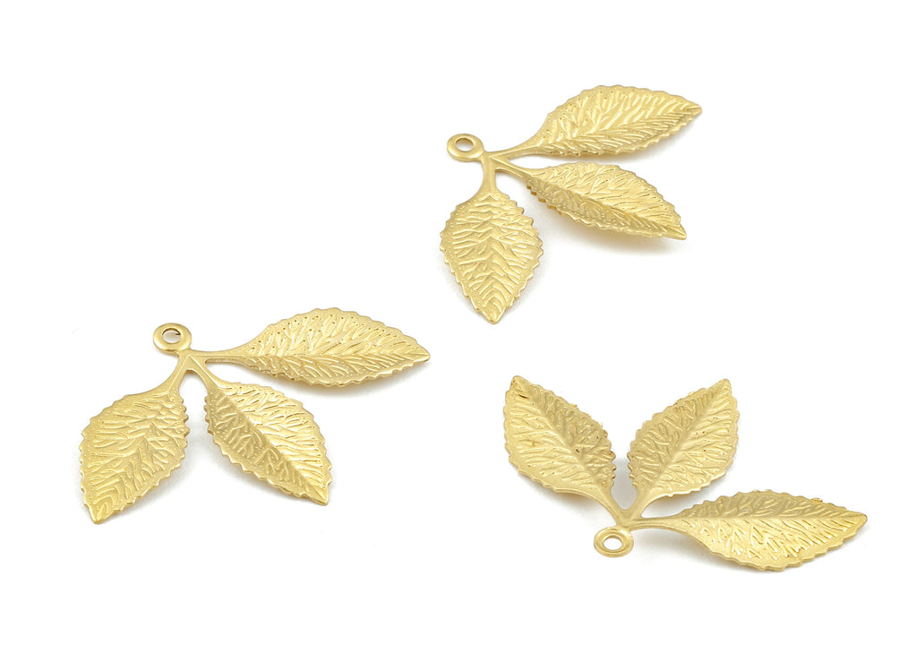 Brass Leaf Charms - Leaf Shaped Raw Brass Pendants - Earring Findings - Jewelry Supplies - 29.73x22.85x0.49mm - PP2361 - DOMEDBAZAAR