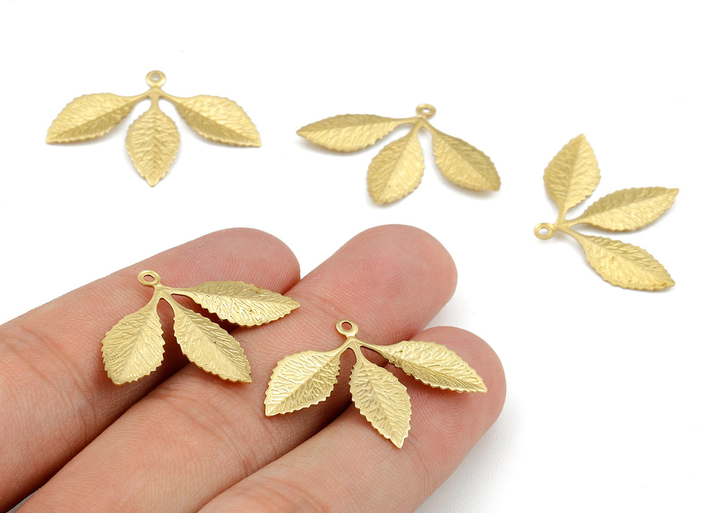 Brass Leaf Charms - Leaf Shaped Raw Brass Pendants - Earring Findings - Jewelry Supplies - 29.73x22.85x0.49mm - PP2361 - DOMEDBAZAAR