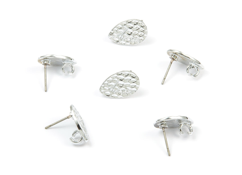 Alloy Drop Earring Stud - Zinc Alloy Drop Earring Post - Silver Tone Plated - Earring Findings - 14.74x10.11x1.1mm - ZZ1355 - DOMEDBAZAAR