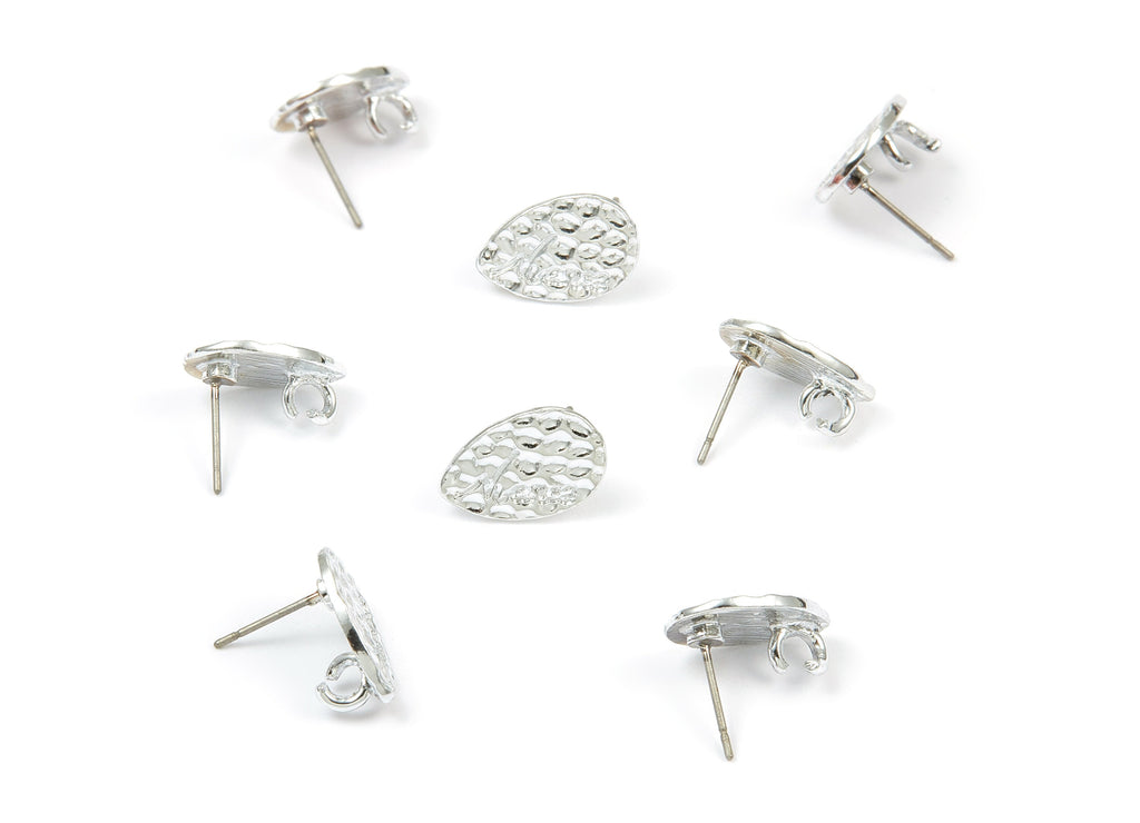Alloy Drop Earring Stud - Zinc Alloy Drop Earring Post - Silver Tone Plated - Earring Findings - 14.74x10.11x1.1mm - ZZ1355 - DOMEDBAZAAR