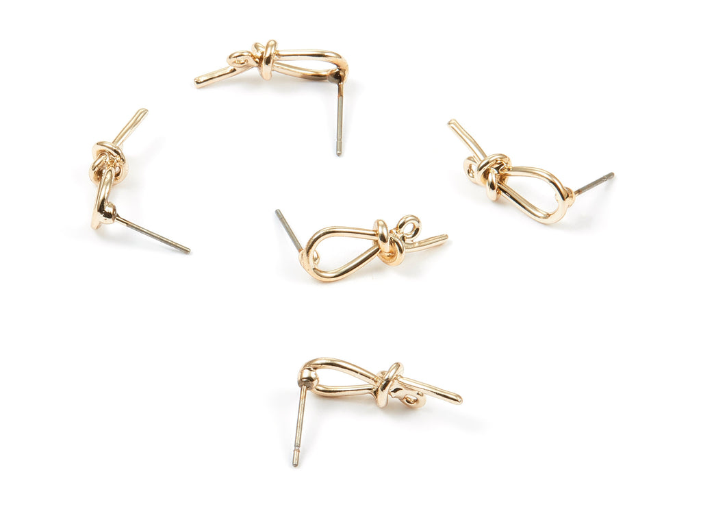 Alloy Bow Earring Stud - Zinc Alloy Bow Earring Post - Gold Tone Plated - Earring Findings - 19.57x7.37mm - ZZ1345 - DOMEDBAZAAR