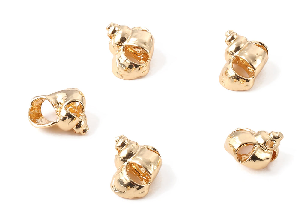 Brass Mussel Shell Earring Charms - Brass Cut Open Seashell Earring Pendant - 18K Real Gold Plated Brass - 16.91x12.86mm - RGP1223 - DOMEDBAZAAR