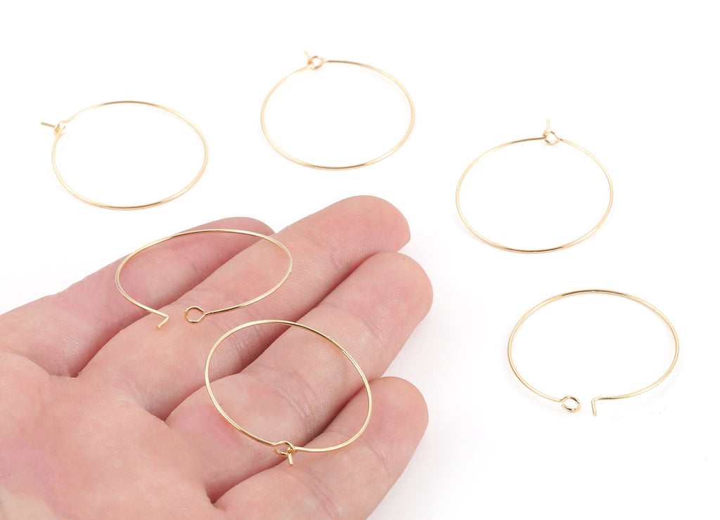 Brass Earring Circle Hoops - Brass Earring Circles Ear Wire - 18K Real Gold Plated Brass - Jewelry Supplies - 33.69x30x0.7mm - RGP1202 - DOMEDBAZAAR