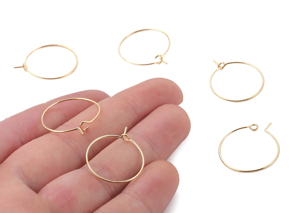 Brass Earring Circle Hoops - Brass Earring Circles Ear Wire - 18K Real Gold Plated Brass - Jewelry Supplies - 24.98x20.27x0.73mm - RGP1204 - DOMEDBAZAAR