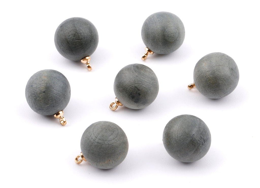 Wooden Ball Charms - Wooden Ball Pendant - Natural Wood Ball Earring Pendant - Wooden Beads with Alloy - 14.88x11.79mm - BB1076 - DOMEDBAZAAR