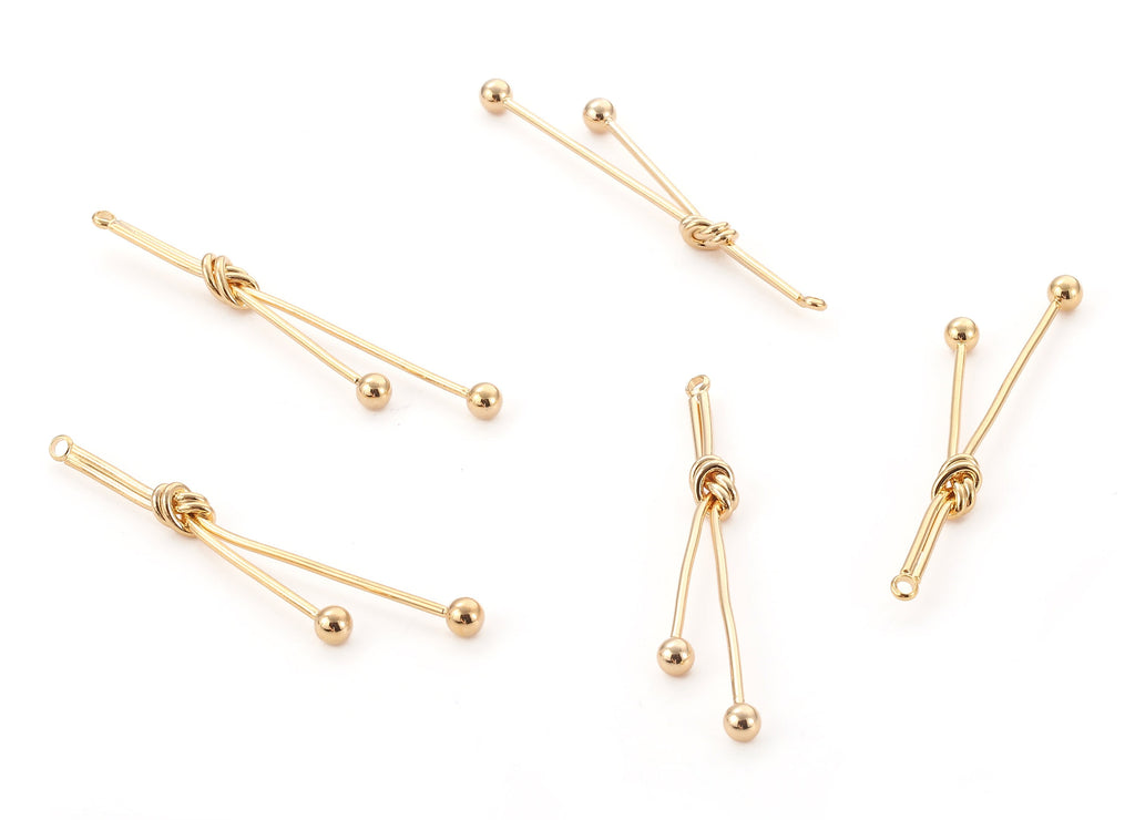 Brass Node Earring Charms - Brass Node Earring Pendant - 18K Real Gold Plated Brass - Jewelry Supplies - 55.17x5mm - RGP1100 - DOMEDBAZAAR