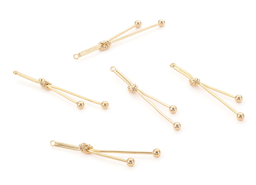 Brass Node Earring Charms - Brass Node Earring Pendant - 18K Real Gold Plated Brass - Jewelry Supplies - 55.17x5mm - RGP1100 - DOMEDBAZAAR