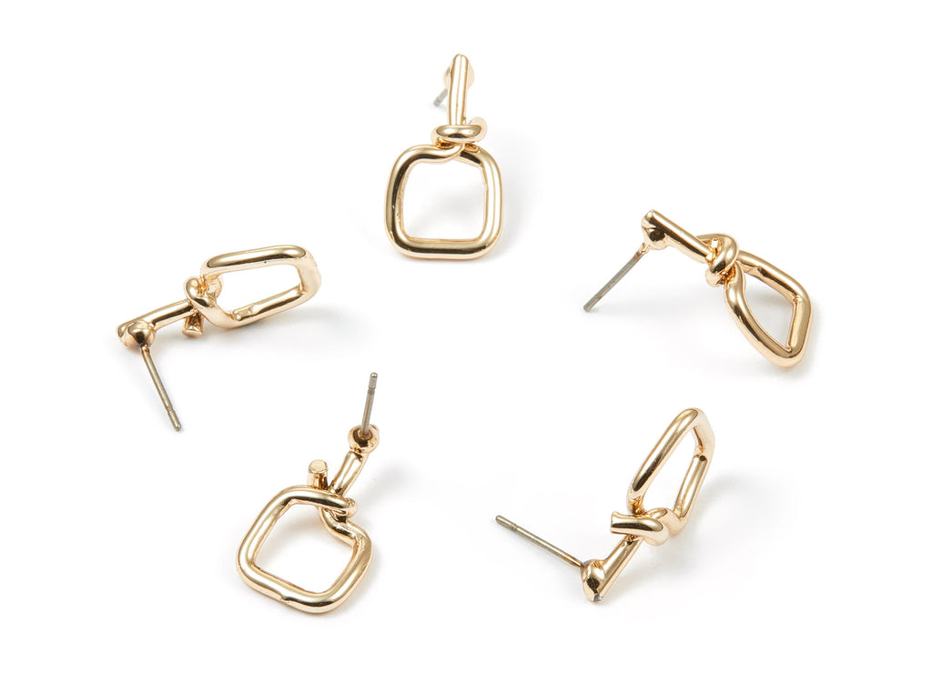Alloy Square Earring Stud - Zinc Alloy Square Earring Post - Gold Tone Plated - Earring Findings - 19.81x11.32x1.76mm - ZZ1339 - DOMEDBAZAAR