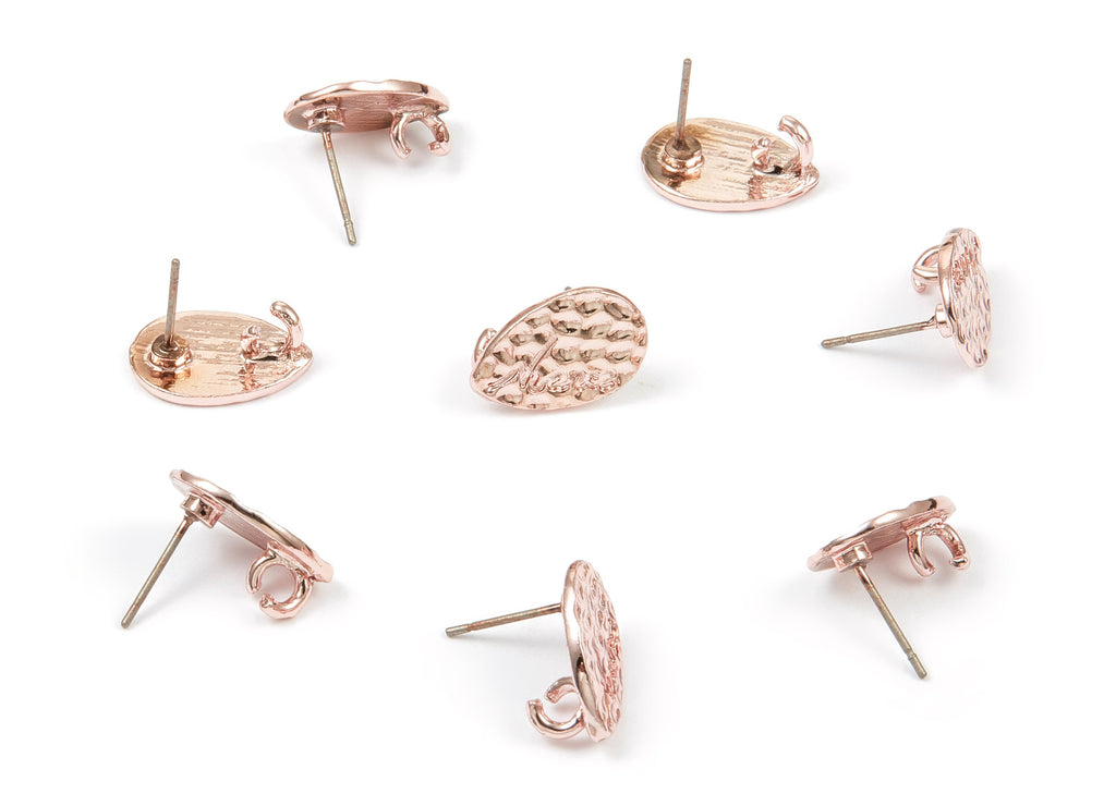 Alloy Drop Earring Stud - Zinc Alloy Drop Earring Post - Rose Tone Plated - Earring Findings - Jewelry Supplies - 14.74x10.11x1.1mm - ZZ1356 - DOMEDBAZAAR
