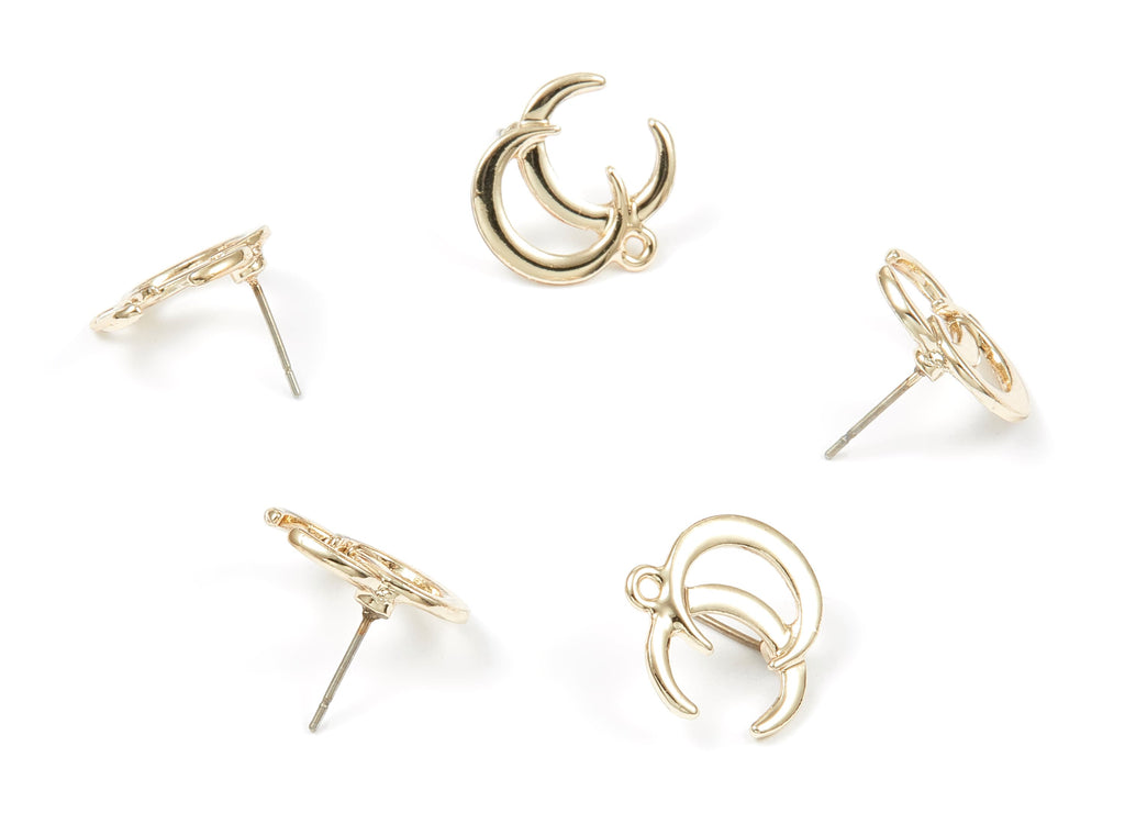 Alloy Geometric Earring Stud - Zinc Alloy Geometric Earring Post - Gold Tone Plated - Earring Findings - 16.33x15.4x1.28mm - ZZ1340 - DOMEDBAZAAR