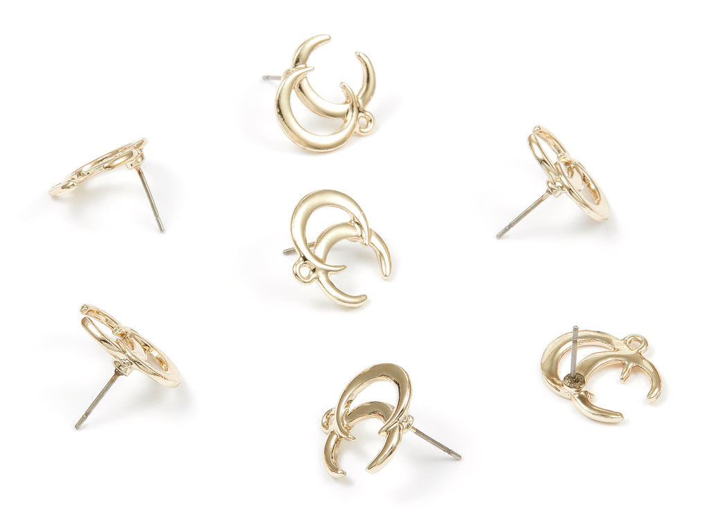 Alloy Geometric Earring Stud - Zinc Alloy Geometric Earring Post - Gold Tone Plated - Earring Findings - 16.33x15.4x1.28mm - ZZ1340 - DOMEDBAZAAR