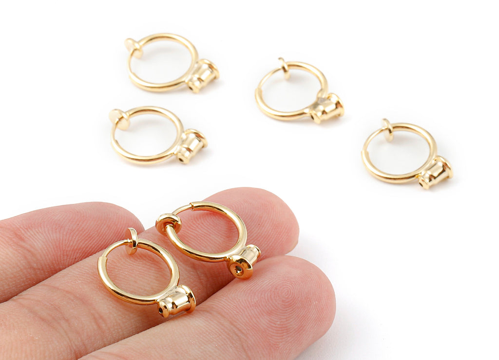 Brass Round Earring Stopper - Round Earring Stud - 18K Real Gold Plated Brass Stud - Jewelry Supplies  - 18.31x12.81mm - RGP1103 - DOMEDBAZAAR