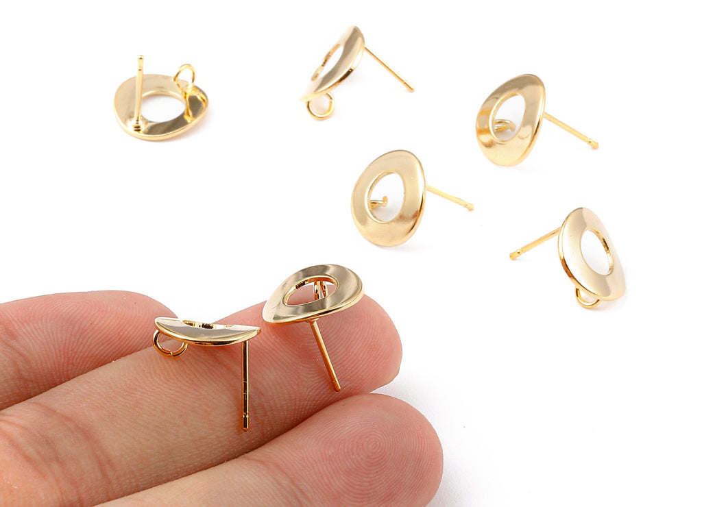 Brass Round Posts - Round Earring Stud - 18K Real Gold Plated Brass Stud - Jewelry Supplies  - 12.15x12.03x0.82mm - RGP1114 - DOMEDBAZAAR