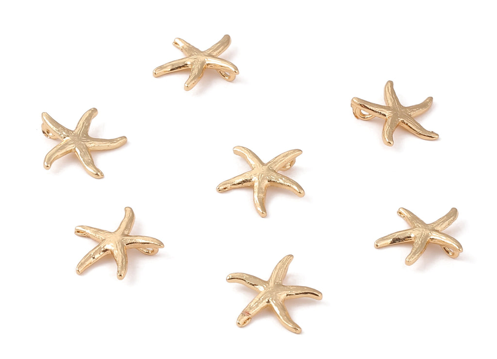 Brass Starfish Earring Charm - Brass Starfish Earring Pendant - 18K Real Gold Plated Brass - Necklace Pendant - 12.77x12.77x1.52mm - RGP1220 - DOMEDBAZAAR