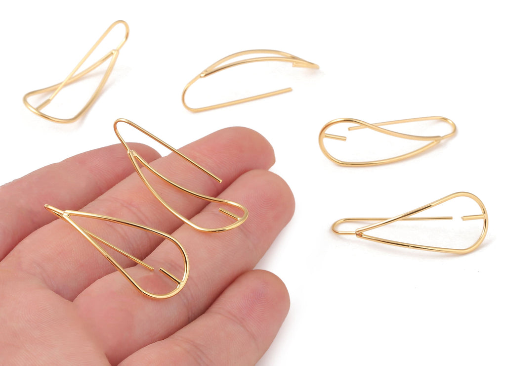 Brass Earing wire - Brass  Earring Post and Earring Stud For Pearl - 18K Real Gold Plated Brass - 33.7 x12.22x1.05mm - RGP1057 - DOMEDBAZAAR