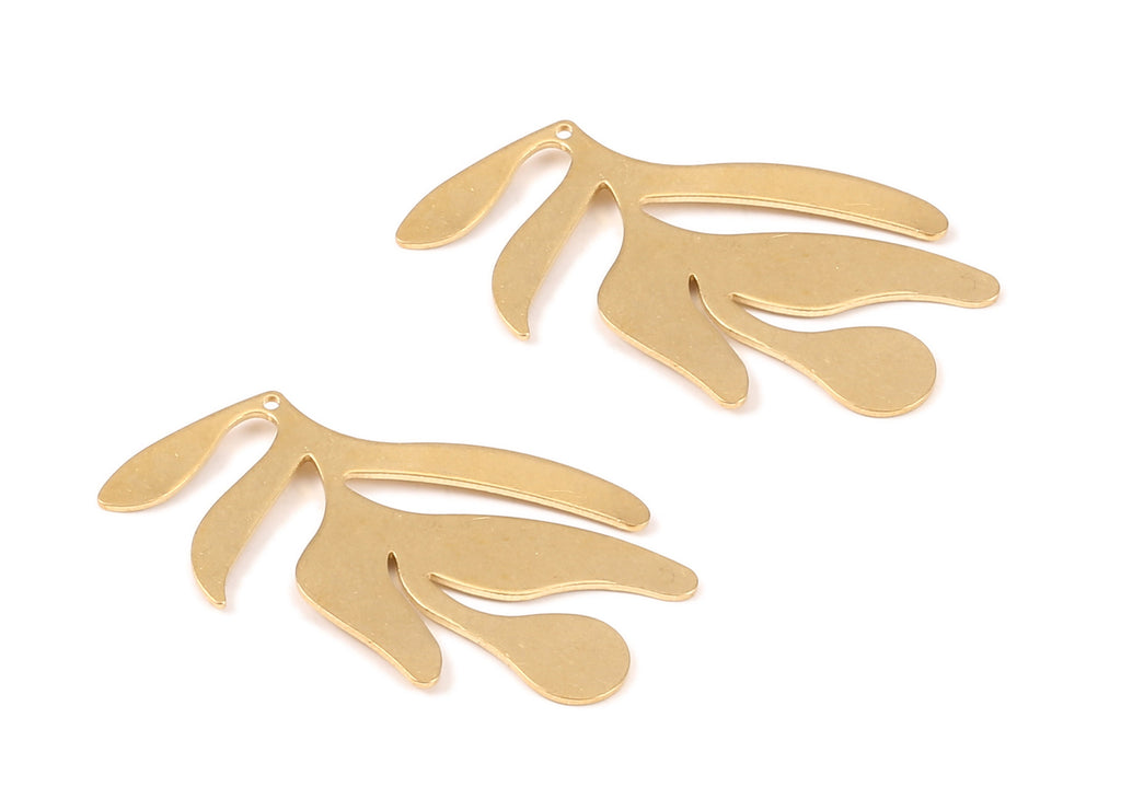 Brass Leaf Charms - Raw Brass Leaf Earrings and Pendant - Earring Findings - Jewelry Supplies - 39.17x23.13x0.76mm - PP2283 - DOMEDBAZAAR