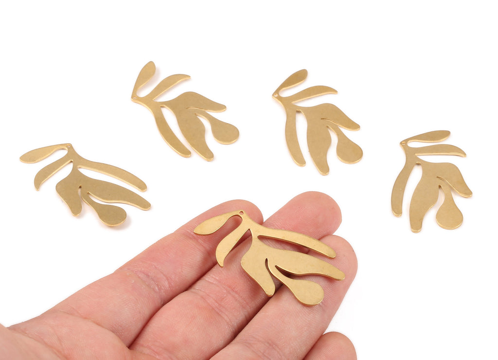 Brass Leaf Charms - Raw Brass Leaf Earrings and Pendant - Earring Findings - Jewelry Supplies - 39.17x23.13x0.76mm - PP2283 - DOMEDBAZAAR