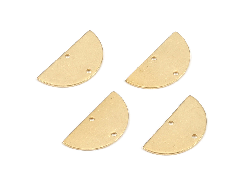 Brass Semicircle Connector - Raw Brass Moon Connectors With 2 Holes - Jewelry Supplies - 20.94x10.51x0.75mm - PP2157 - DOMEDBAZAAR