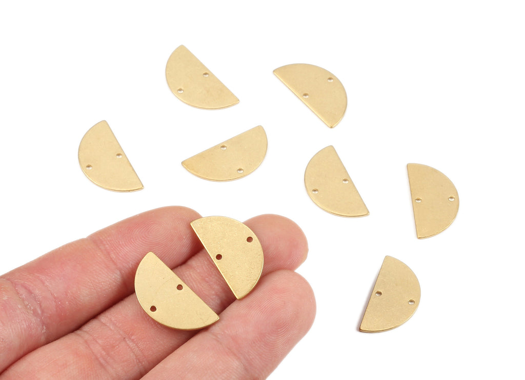 Brass Semicircle Connector - Raw Brass Moon Connectors With 2 Holes - Jewelry Supplies - 20.94x10.51x0.75mm - PP2157 - DOMEDBAZAAR