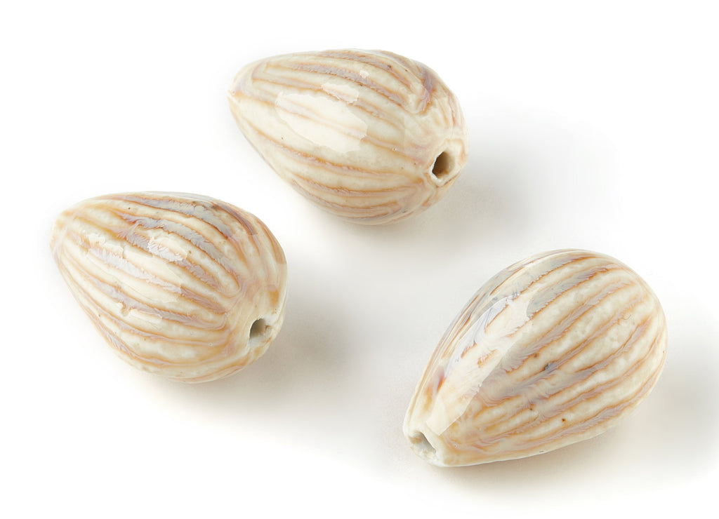 Glazed Ceramic Beads - Carved Shaped Beads - Handmade Beads - Necklace Beads - Connectors Beads - Jewelry Supplies - 34.54x23.27mm - NS1044 - DOMEDBAZAAR