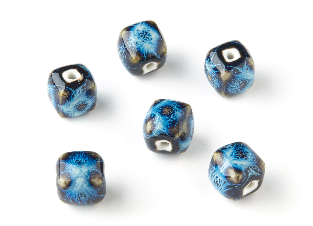 Glazed Ceramic Beads - Carved Shaped Beads - Handmade Beads - Necklace Beads - Connectors Beads - Jewelry Supplies - 13.97x12.8mm - NS1039 - DOMEDBAZAAR