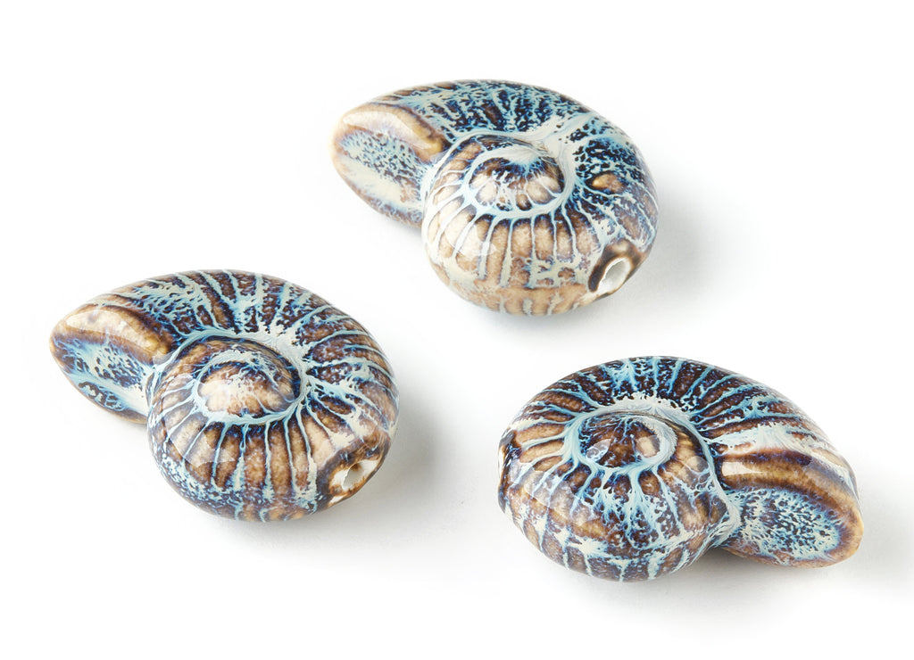 Glazed Ceramic Beads - Carved Shaped Beads - Handmade Beads - Necklace Beads - Connectors Beads - Jewelry Supplies - 38.99x32.39mm - NS1045 - DOMEDBAZAAR