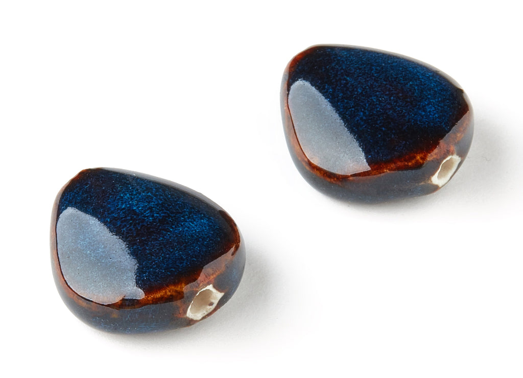 Glazed Ceramic Beads - Carved Beads - Handmade Beads - Necklace Beads - Connectors Beads - Jewelry Supplies - 23.95x21.5x8.68mm - NS1027 - DOMEDBAZAAR