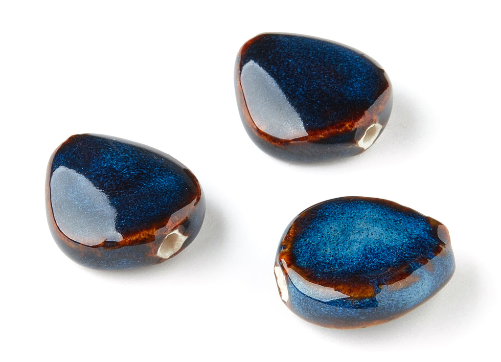 Glazed Ceramic Beads - Carved Beads - Handmade Beads - Necklace Beads - Connectors Beads - Jewelry Supplies - 23.95x21.5x8.68mm - NS1027 - DOMEDBAZAAR