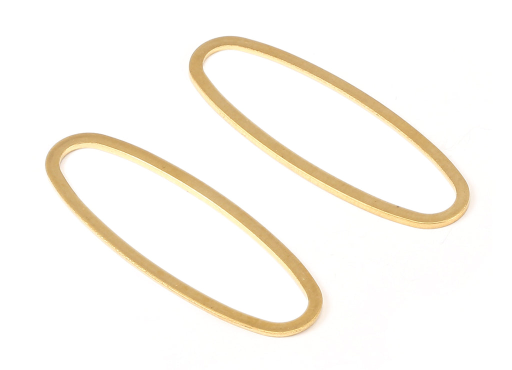 Brass Oval Charms - Raw Brass Oval Earrings and Pendant - Earring Findings - Jewelry Supplies - 47.12x17.11x0.95mm - PP2168 - DOMEDBAZAAR