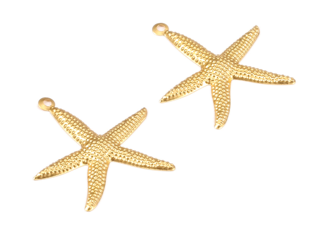 Brass Starfish Charms - Raw Brass Starfish Earrings and Pendant - Earring Findings - Jewelry Supplies - 30.31x28.77x1.09mm - PP2236 - DOMEDBAZAAR