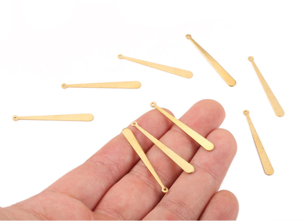 Brass Strip Charms - Raw Brass Strip Pendant - Earring Findings - Jewelry Supplies - 37.37x4.1x0.57mm - PP2188 - DOMEDBAZAAR