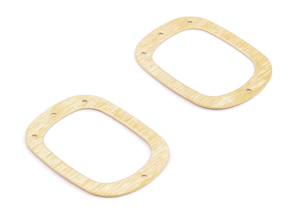 Brass Oval Connectors - Raw Brass Texture Oval Connectors - 4 Holes - Earring Connectors - Jewelry Connectors - 36.08x27.58x0.61mm - PP2199 - DOMEDBAZAAR