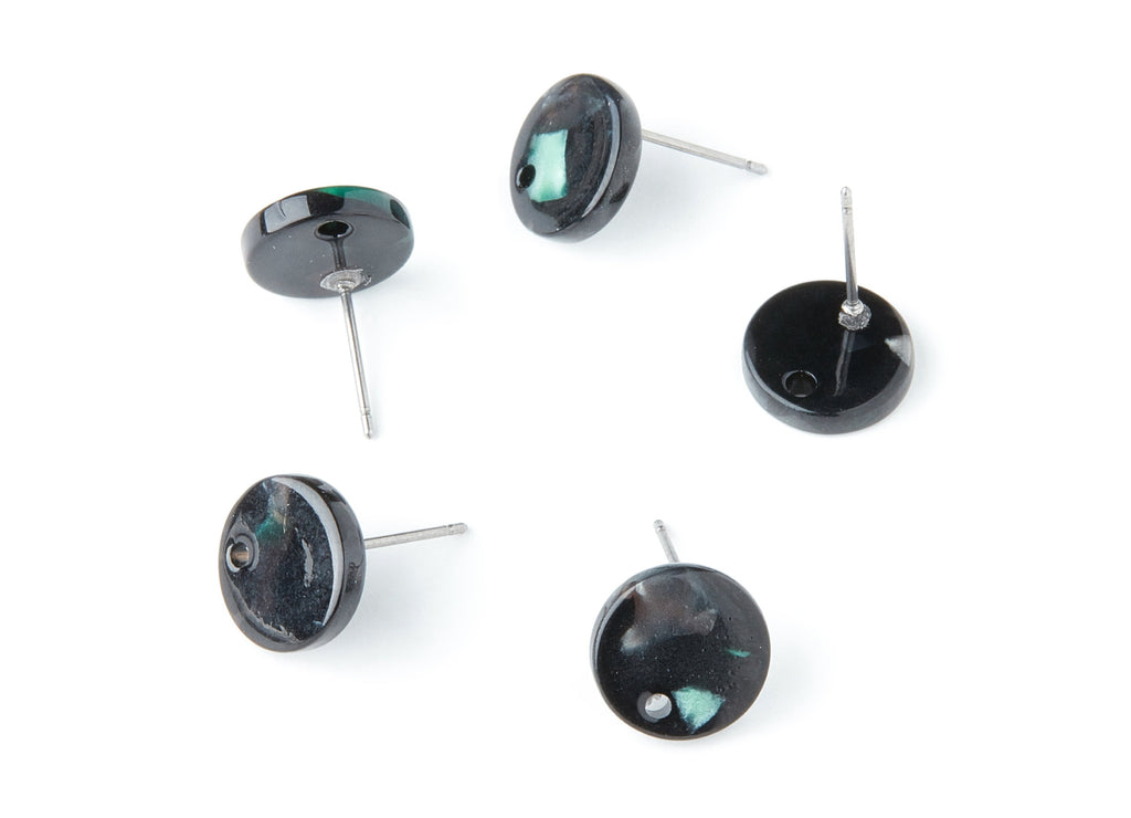 Acetate Round Earring Stud - Round Earring Post and Stud - Earring Findings - Color Code: A49 - 11.6x11.6x2.95mm - AC1139R - DOMEDBAZAAR
