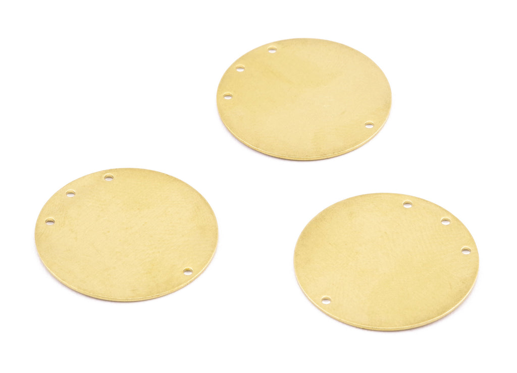 Personalized stamping blank - Brass Round Connector - Raw Brass Round Connectors With 4 Holes - Jewelry Supplies - 23x23x0.55mm - PP2206 - DOMEDBAZAAR
