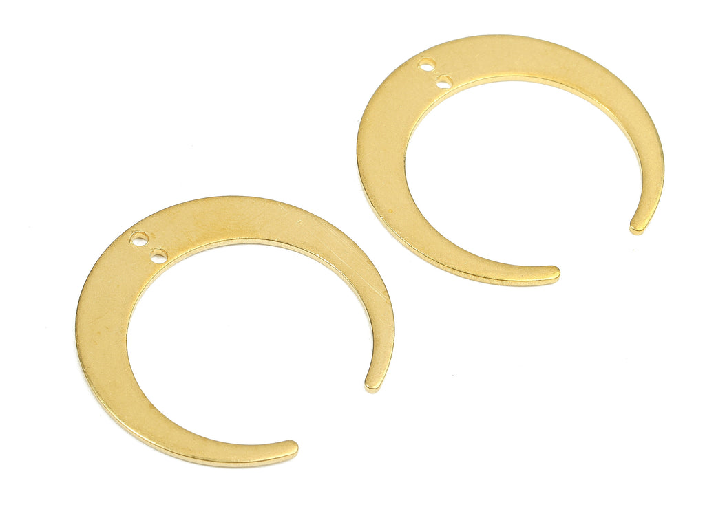 Brass Moon Connectors - Raw Brass Moon Pendant & Necklace - Brass Connector Charms - 2 Holes - Jewelry Supplies - 28.46x5.59x0.99mm - PP2400 - DOMEDBAZAAR