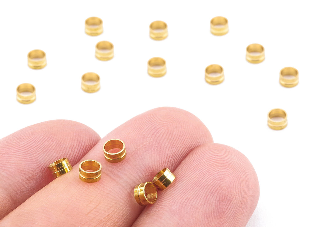 Brass Tube Beads - Raw Brass Tube Beads - Earring Findings - Jewelry Supplies - 4.01x2.2x0.77mm - PP2246 - DOMEDBAZAAR